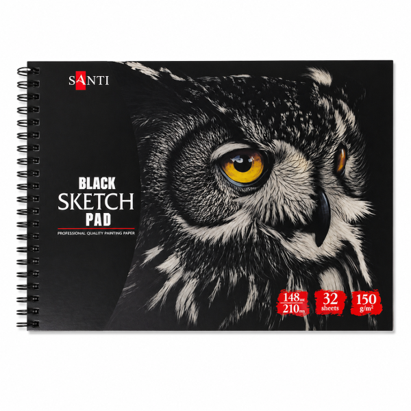 Album desen hartie neagra A5 Santi, 32 file, 150g/mp, sketchbook profesional