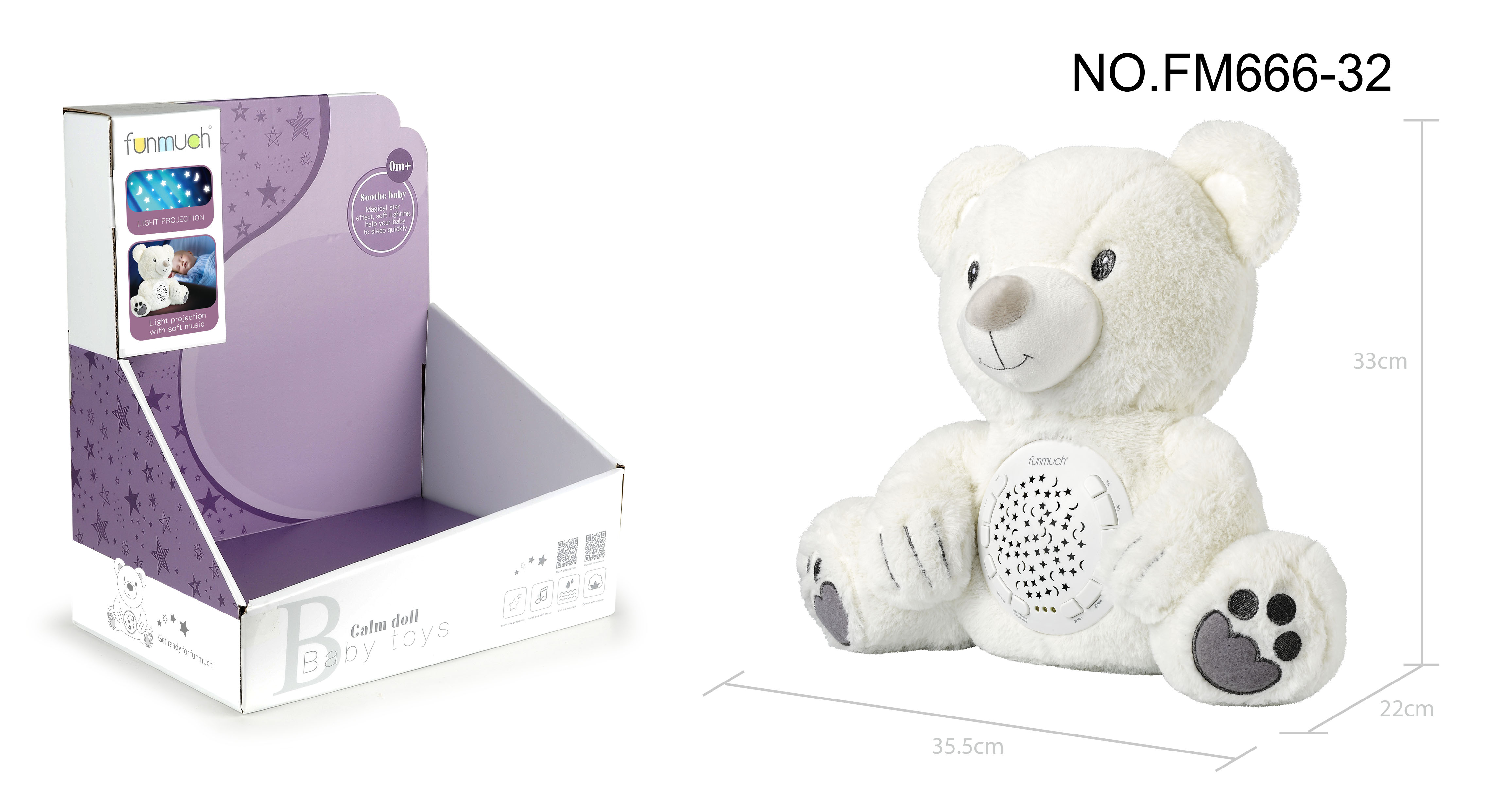 Jucărie interactivă de pluș și proiector "Polar Bear" (3 în 1)