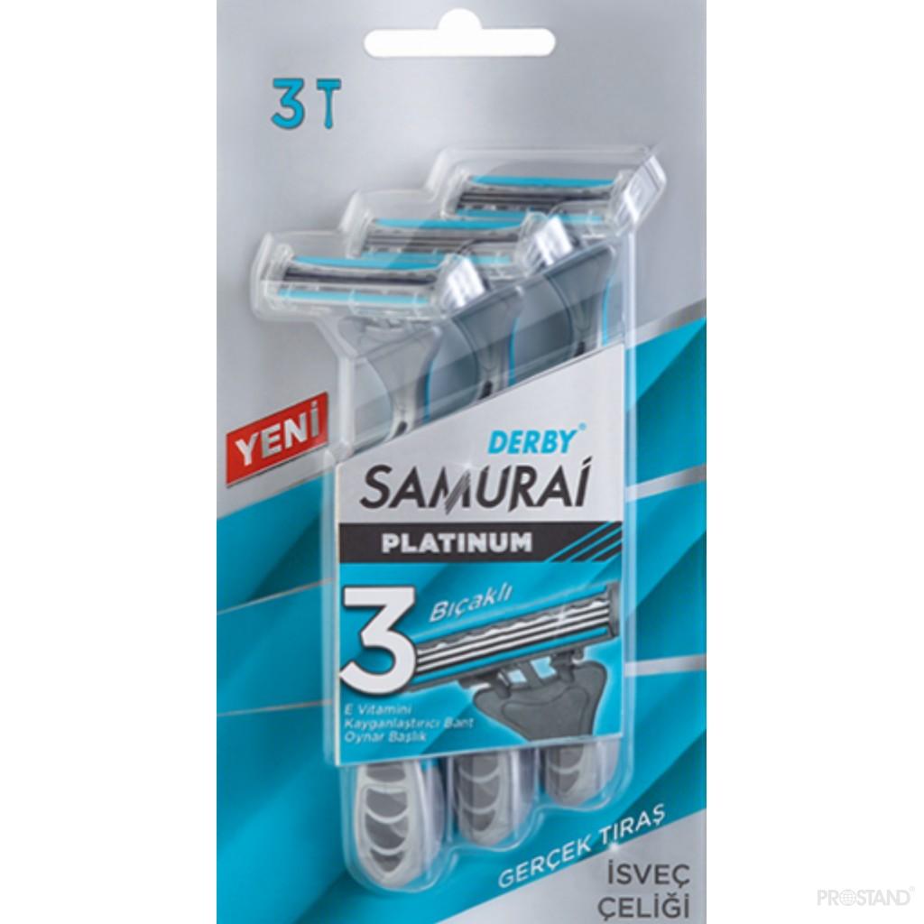 DERBY SAMURAI3 PLATINUM Aparat p/u ras de unica folosinta 3 lame  3 buc  blister /5847 /105020302