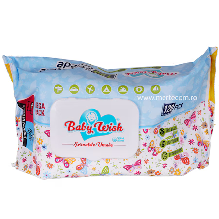 Baby Wish Servetele Umede cu Capac 120buc