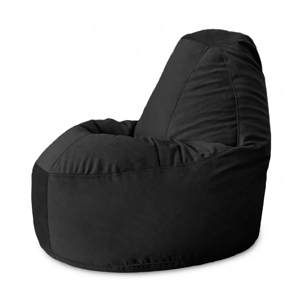 Fotoliu Bean Bag Lux din velur, culoare neagra