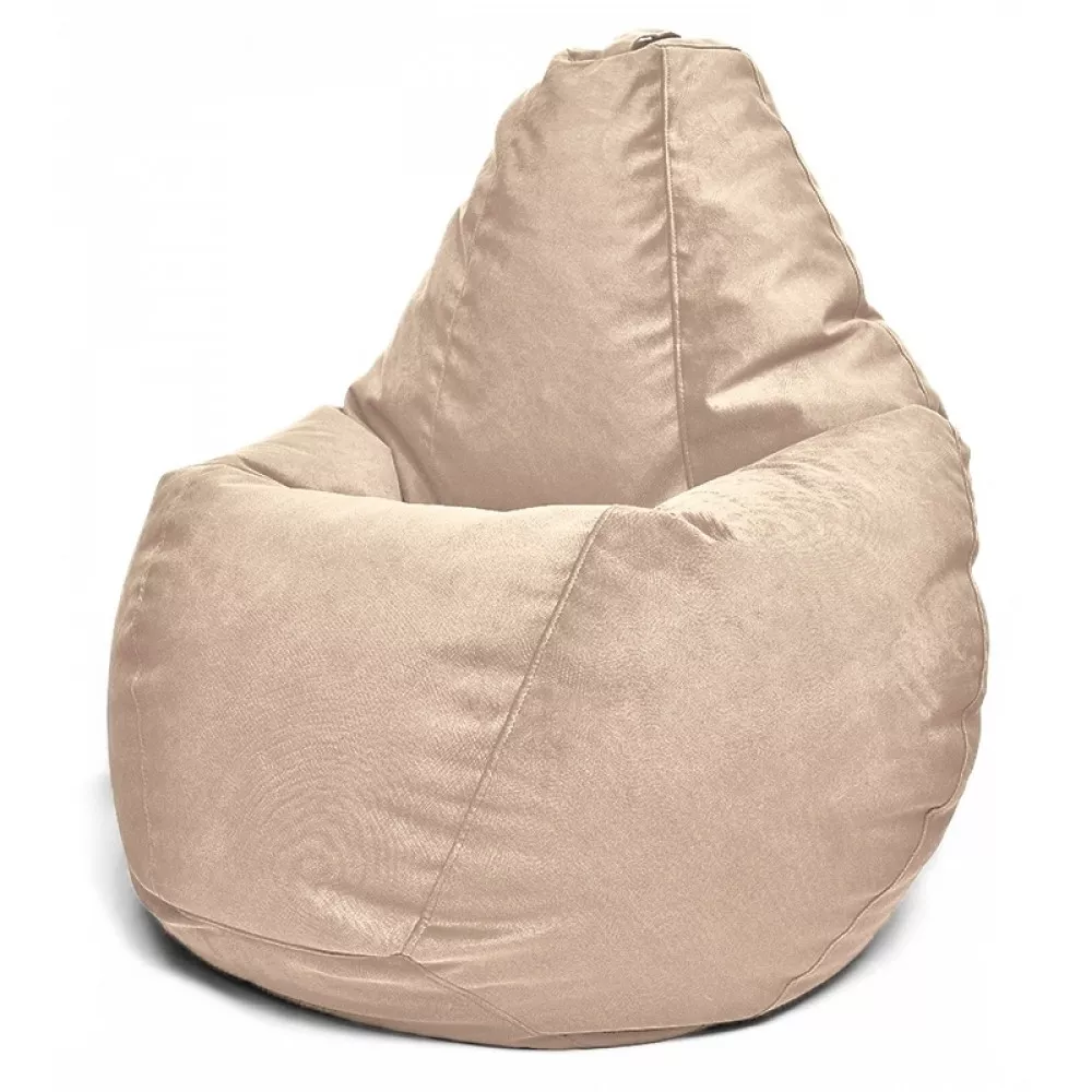 Fotoliu BeanBag din velur Maserrati, marimea "L" culoare nisipiu