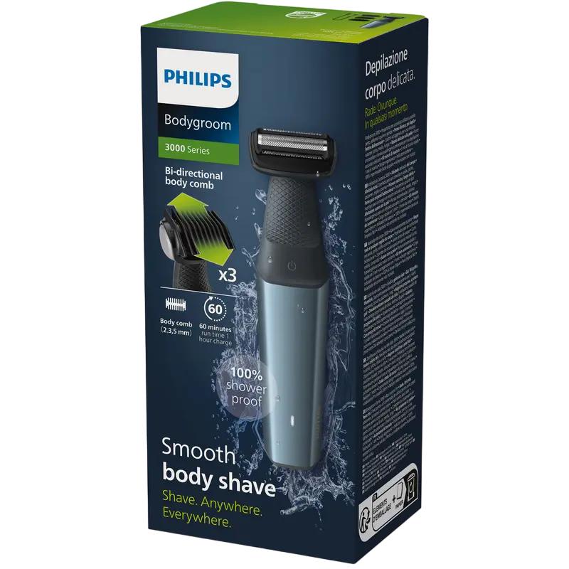 Trimmer pentru bărbați Philips BG3027/05, Negru | Albastru