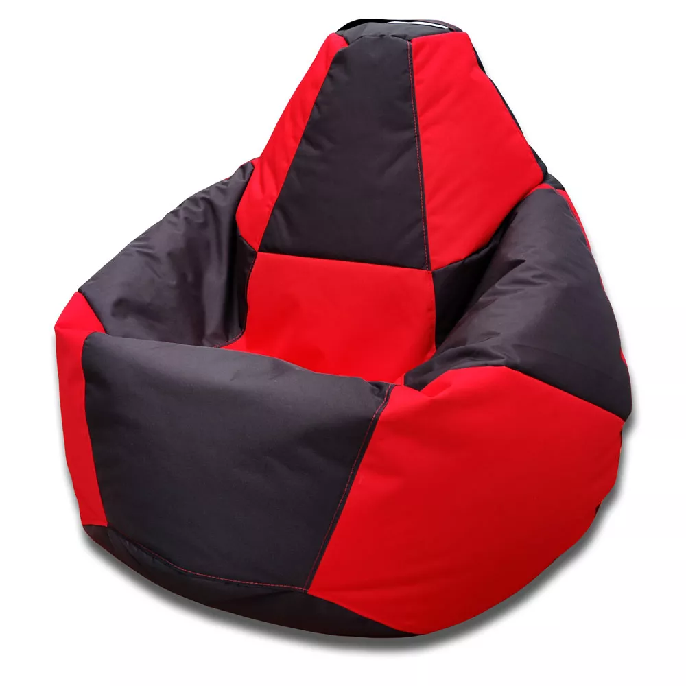 Fotoliu BeanBag Pară Șahmate, marimea "L" din Oxford 600D culoare neagra cu rosu