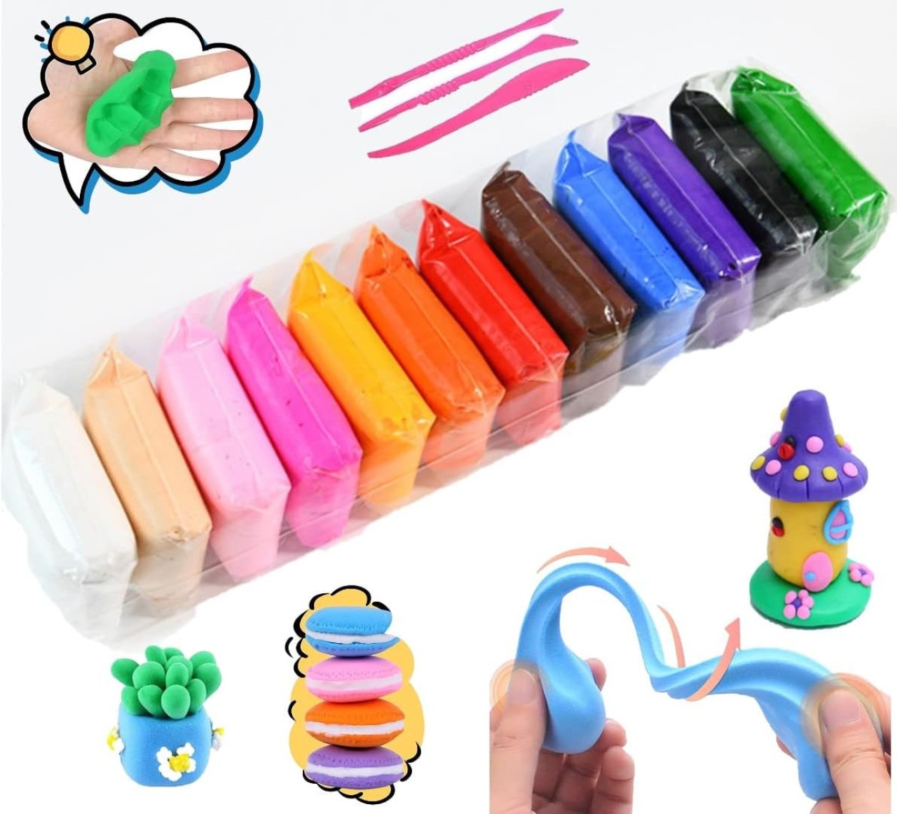 Set de plastilina aerata 12 culori*8gr