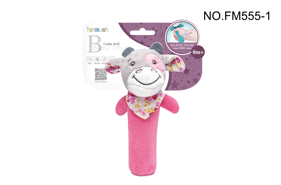 Jucărie de pluș pentru bebeluși "Cow Stick" (roz)