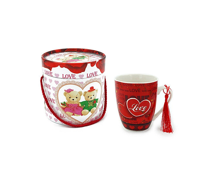 Cană 380ml "Love" cu o pensulă - în tub cadou (09480)