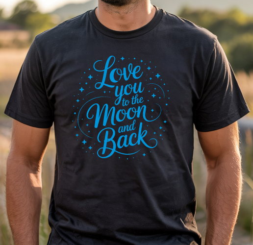 Tricou personalizat universal Love you to the moon and back, negru M