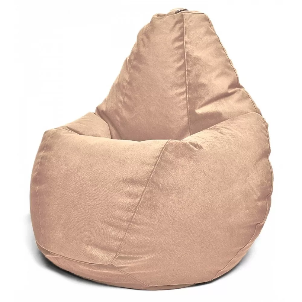 Fotoliu BeanBag din velur Maserrati, marimea "L" culoare cafea cu lapte