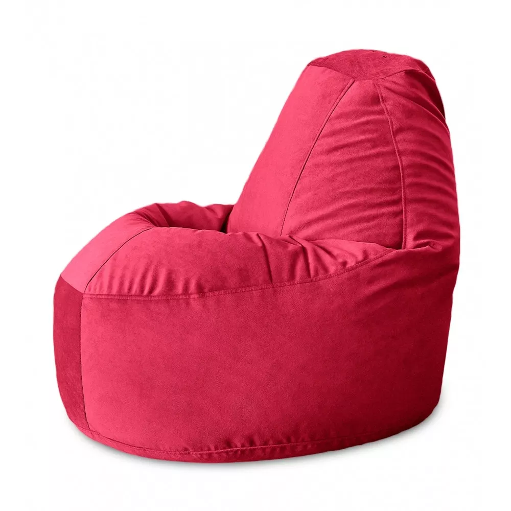 Fotoliu Bean Bag Lux din velur, culoare bordo
