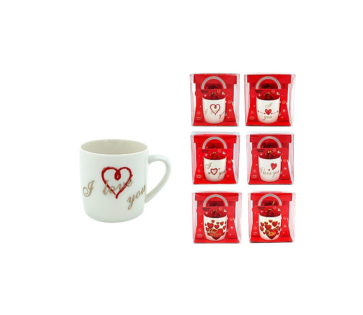 Cană 210ml "Love" cu inimi în cutie cadou (20047)