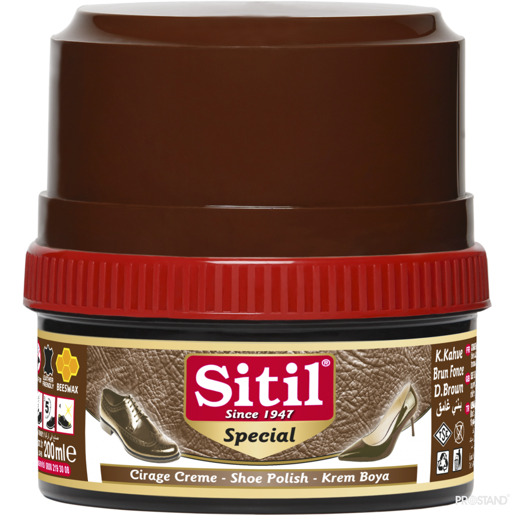 SITIL Крем для обуви с губкой 200 г SSHB117 (02  brown dark )