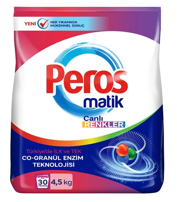PEROS   стиральный порошок для автомат. стирки 4,5 кг. мягкая уп.   1/4 White & Bright / rufe albe / albastru  /4552