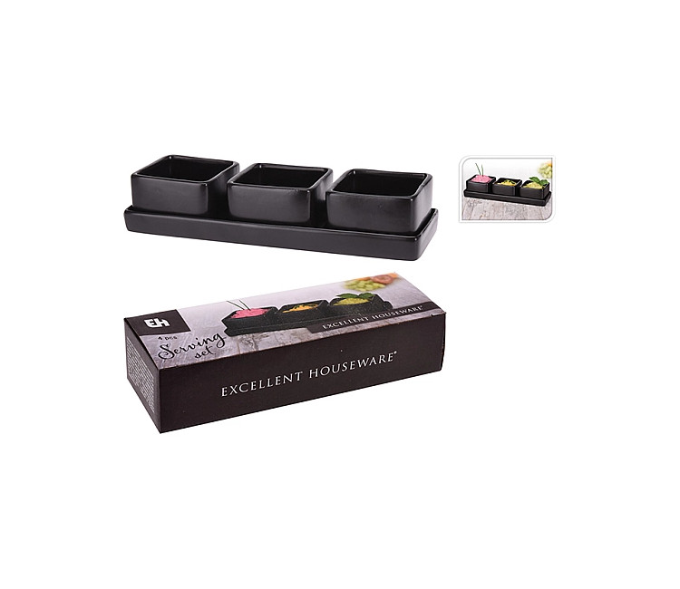 Set pentru aperitiv EH 4buc cu suport ceramic - 22 x 7 x 4cm (48178)
