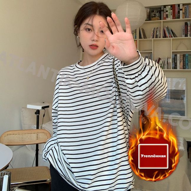 Longsleeve Pulover căptușit cu dungi