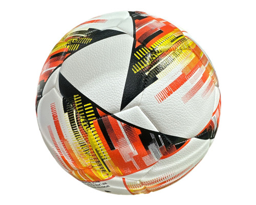 Minge fotbal alba portocaliu negru, sport teren sala parc copii adulti