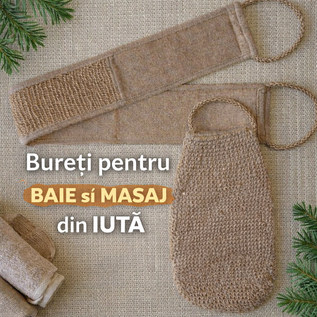 Mănușă de baie din iută.