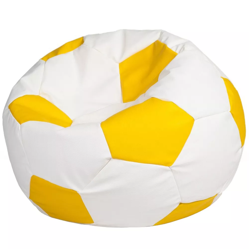 BeanBag Minge marimea S, alb cu galben din ecopiele