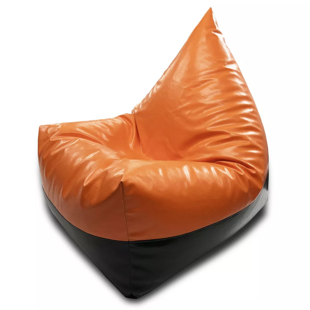 Fotoliu puf Bean Bag piramidă mărimea XL din ecopiele MAX culoarea oranj cu negru