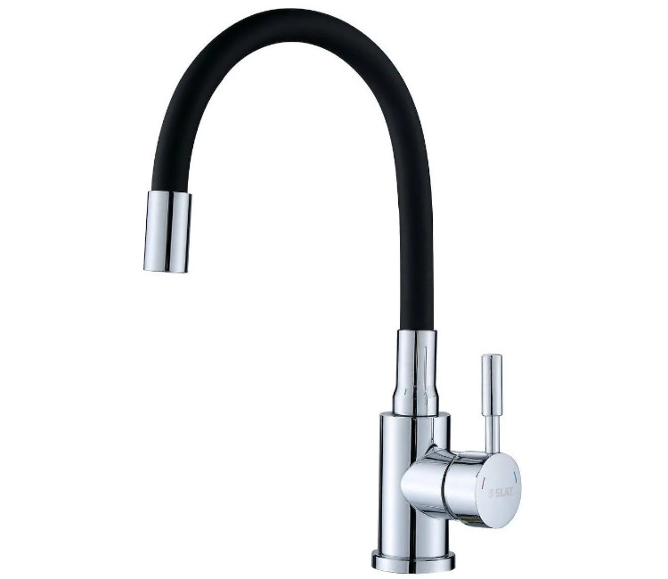 Baterie de bucătărie SLAT MLT-40101CR(B) – pipă flexibilă Ø35 negru/crom (fără furtunuri)