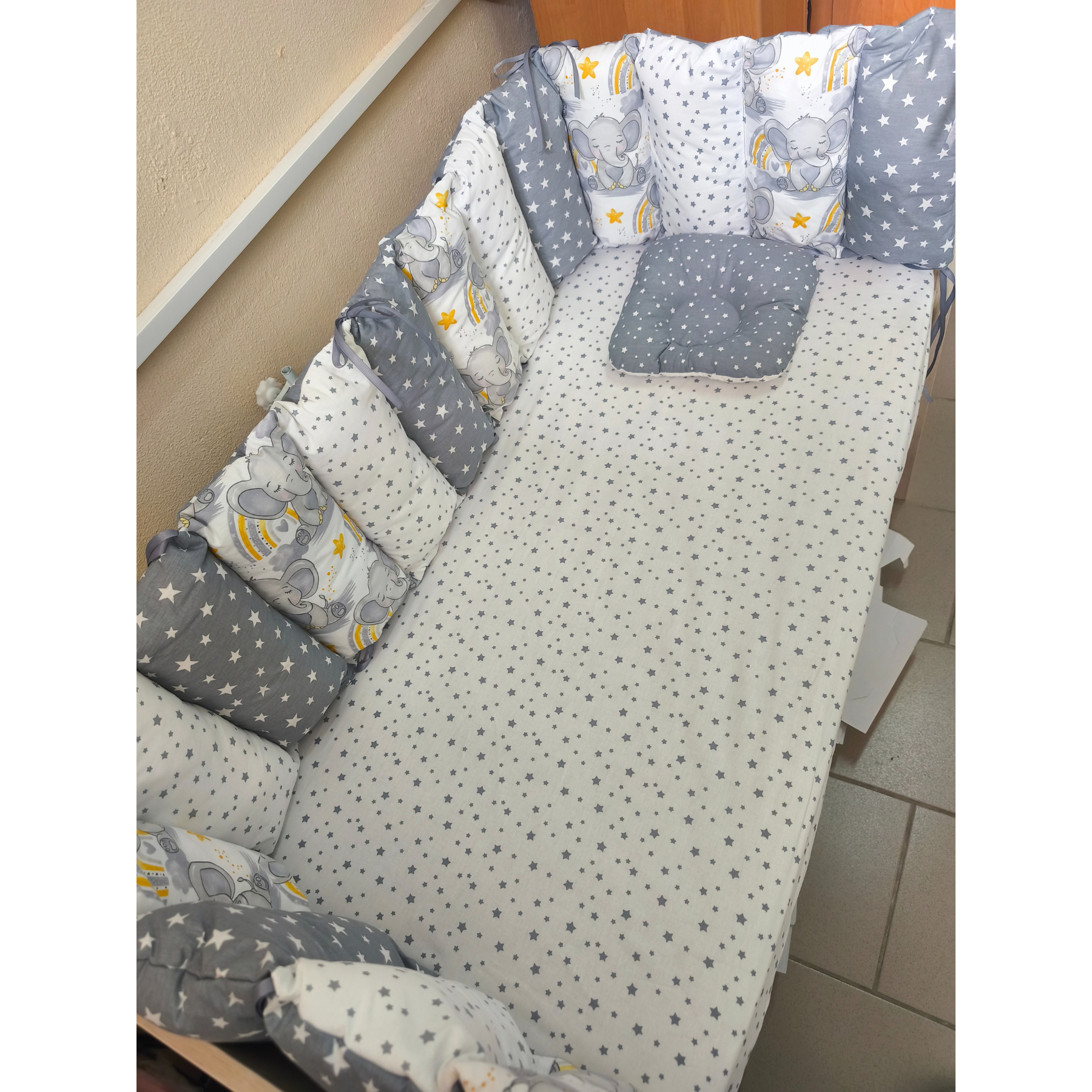 Borduri de protecție pentru pătuc Gray elephants