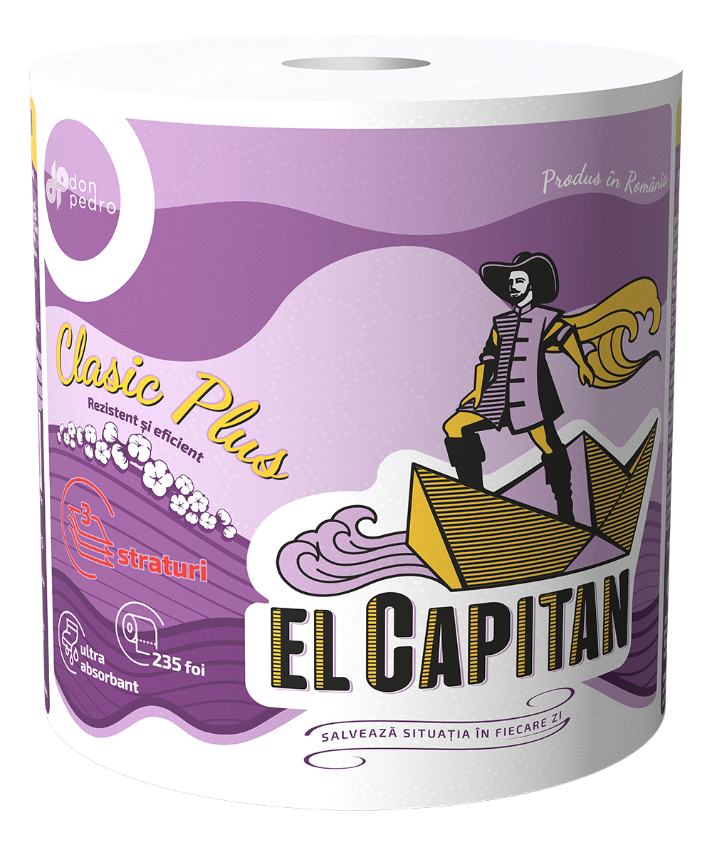 El Capitan Prosop Bucatarie Clasic Plus 3 straturi, 235 foi(51m), 1 rola