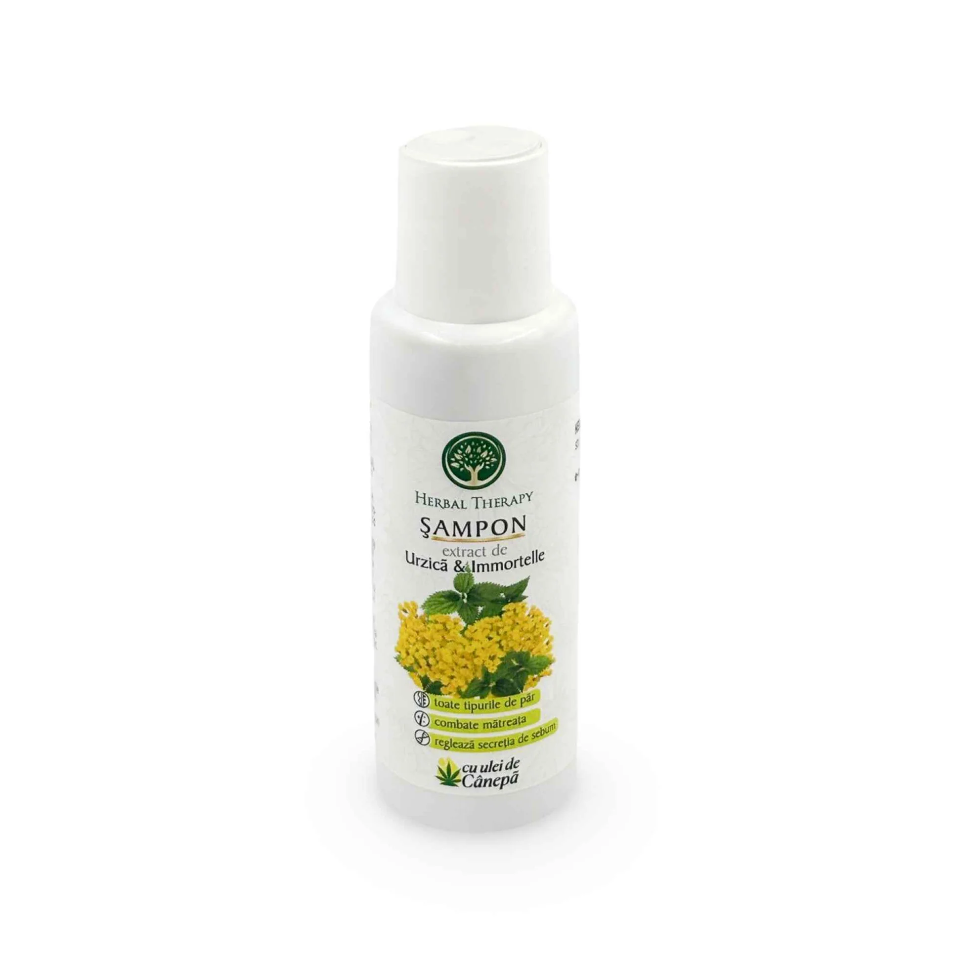Șampon Păr Gras, Anti-mătreață - Extract de Urzică, Immortelle și Ulei de Cânepă, 100 ml