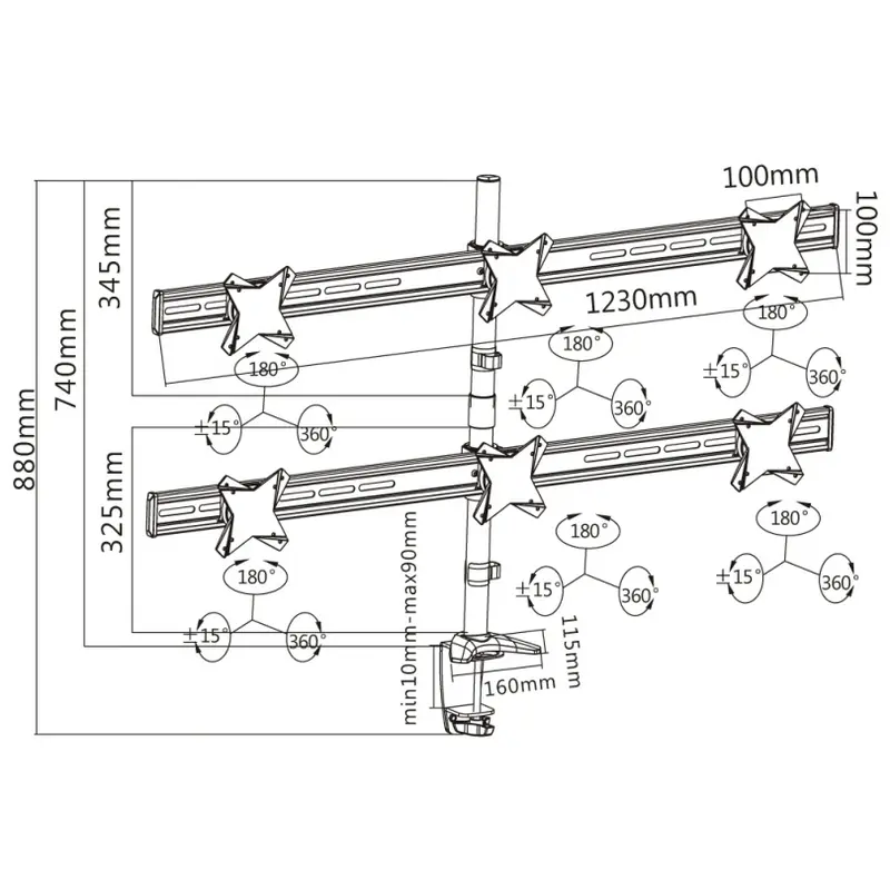  Suport birou pentru monitoare Reflecta PLANO Desk 23-1010S