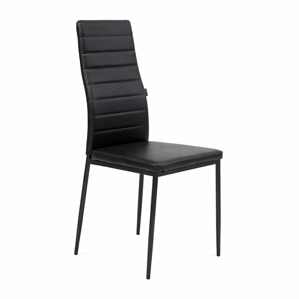 Scaun Dining Sicilia Negru, Scaun Bucatarie / Living Elegant, Piele Ecologica, Cadru Metalic Vopsit in Camp Electrostatic, Modern, 120 kg max., Ideal pentru Casa, Restaurant, Cafenea
