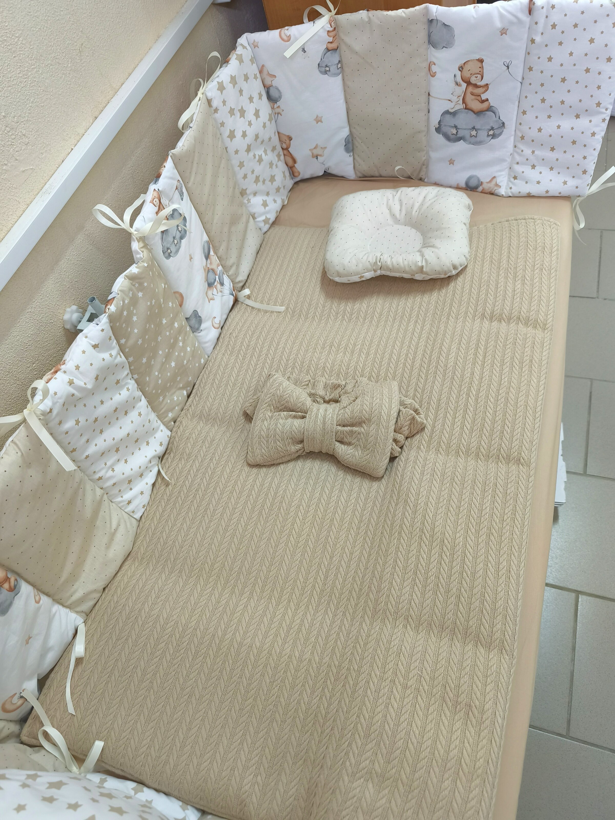 Borduri de protecție pentru pătuc Gardulet Subțire Beige Bears