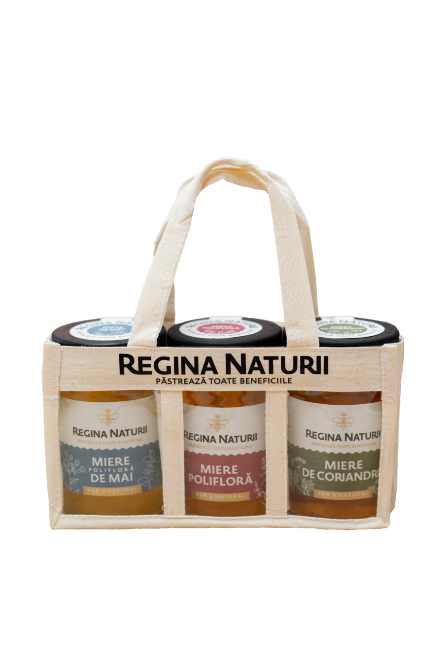 Set Gentuță Cu Miere „Honey Gift” 380g*3buc (Miere Polifloră De Mai, Miere De Salvie, Miere Polifloră) Regina Naturii