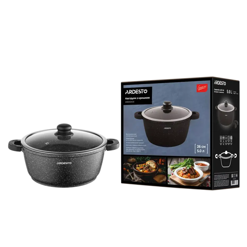 Cratiță Ardesto AR2454GE, 5L, 26cm, Negru