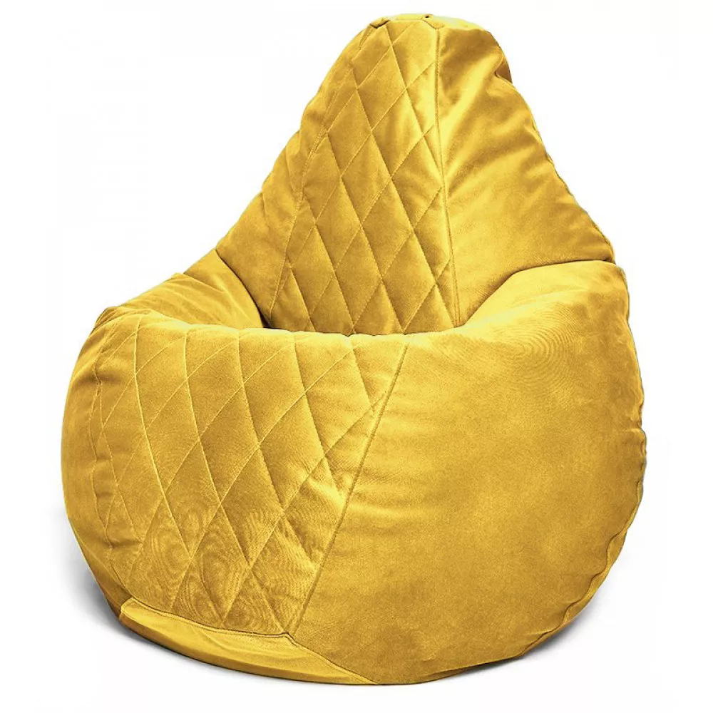Fotoliu BeanBag din velur Maserrati "Romb", marimea "XXL" culoarea galbenă