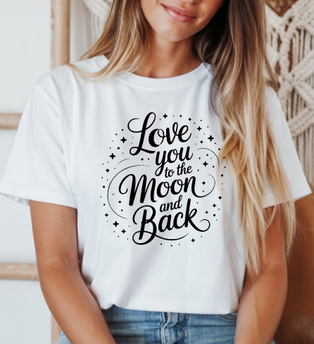 Tricou personalizat universal Love you to the moon and back, alb S