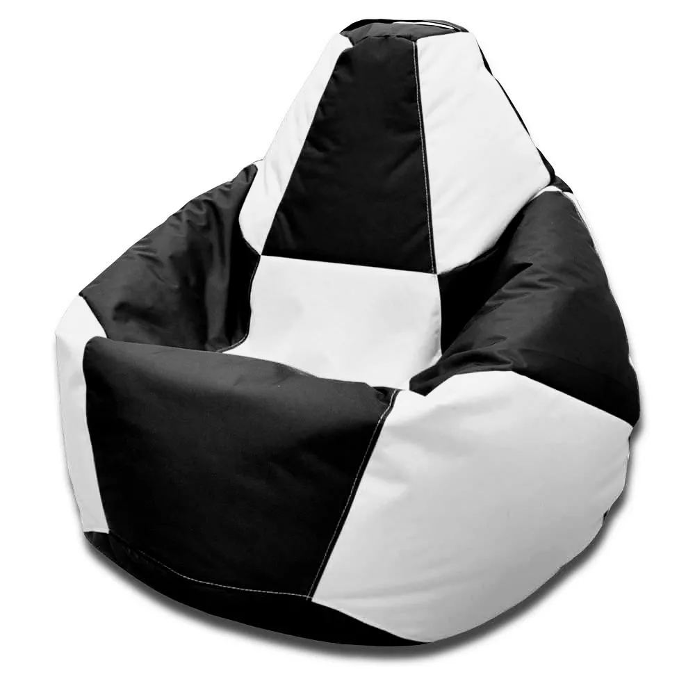 Fotoliu BeanBag Pară Șahmate, marimea "L" din Oxford 600D culoare neagra cu alb