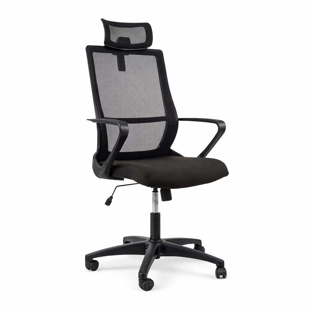Scaun Birou Ergonomic Fly HB OH/5 C-11, Negru, Tetiera Reglabila, Suport Lombar, 130 kg max.