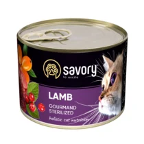 SAVORY adult Sterilised lamb 200G, hrană umedă cu miel pentru pisici adulte sterilizate