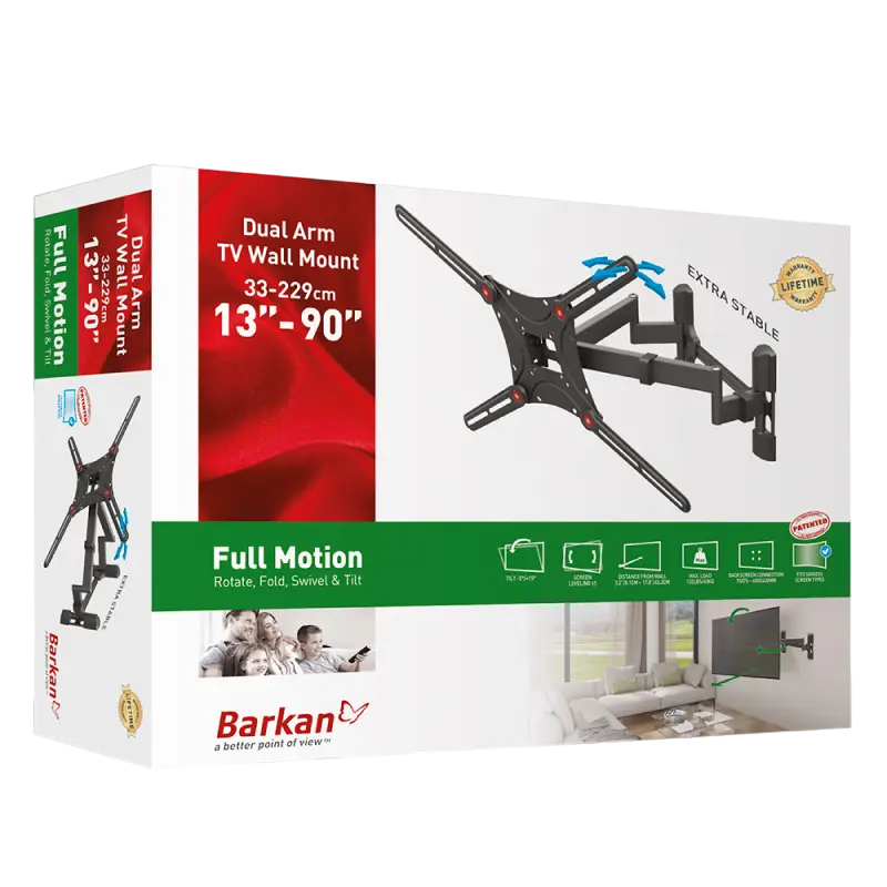 Suport TV de perete BARKAN BM464L, Negru
