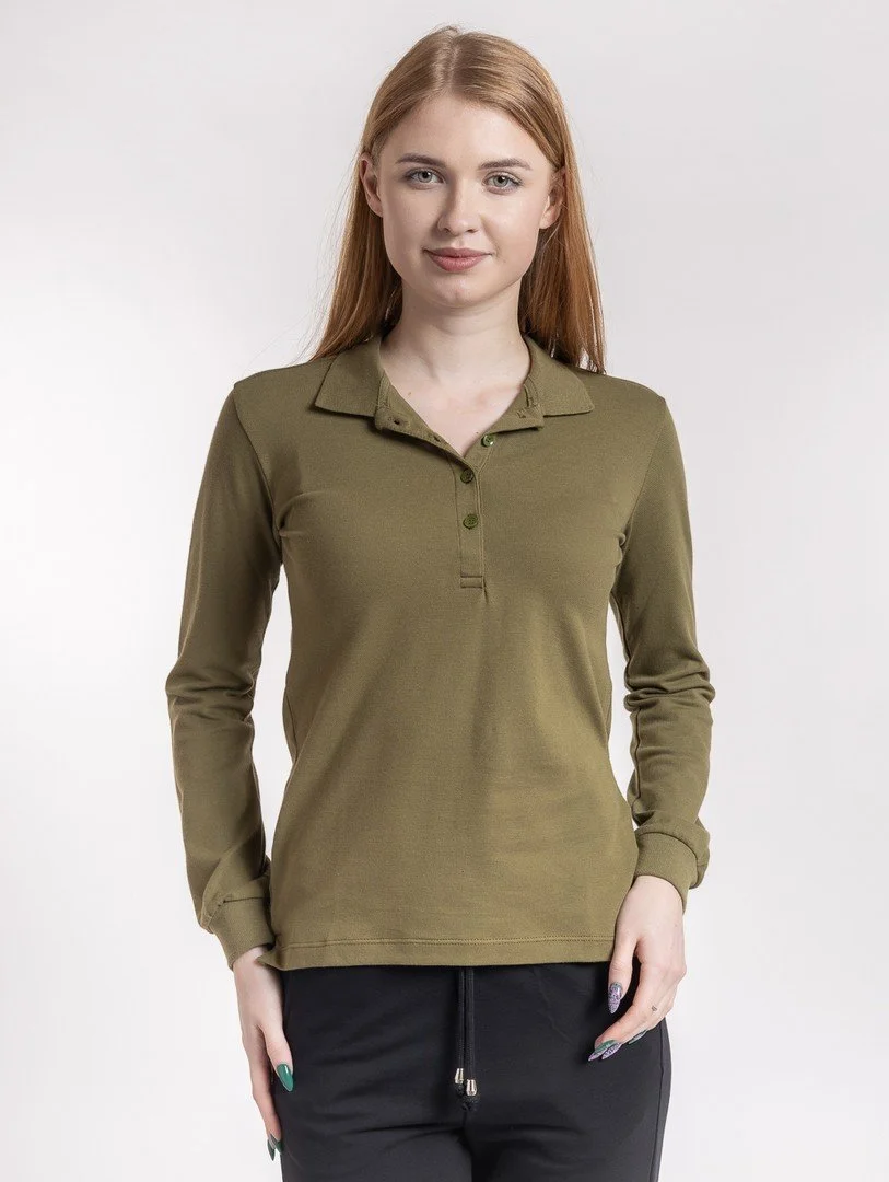 Tricou polo cu mânecă lungă damă verde uniton