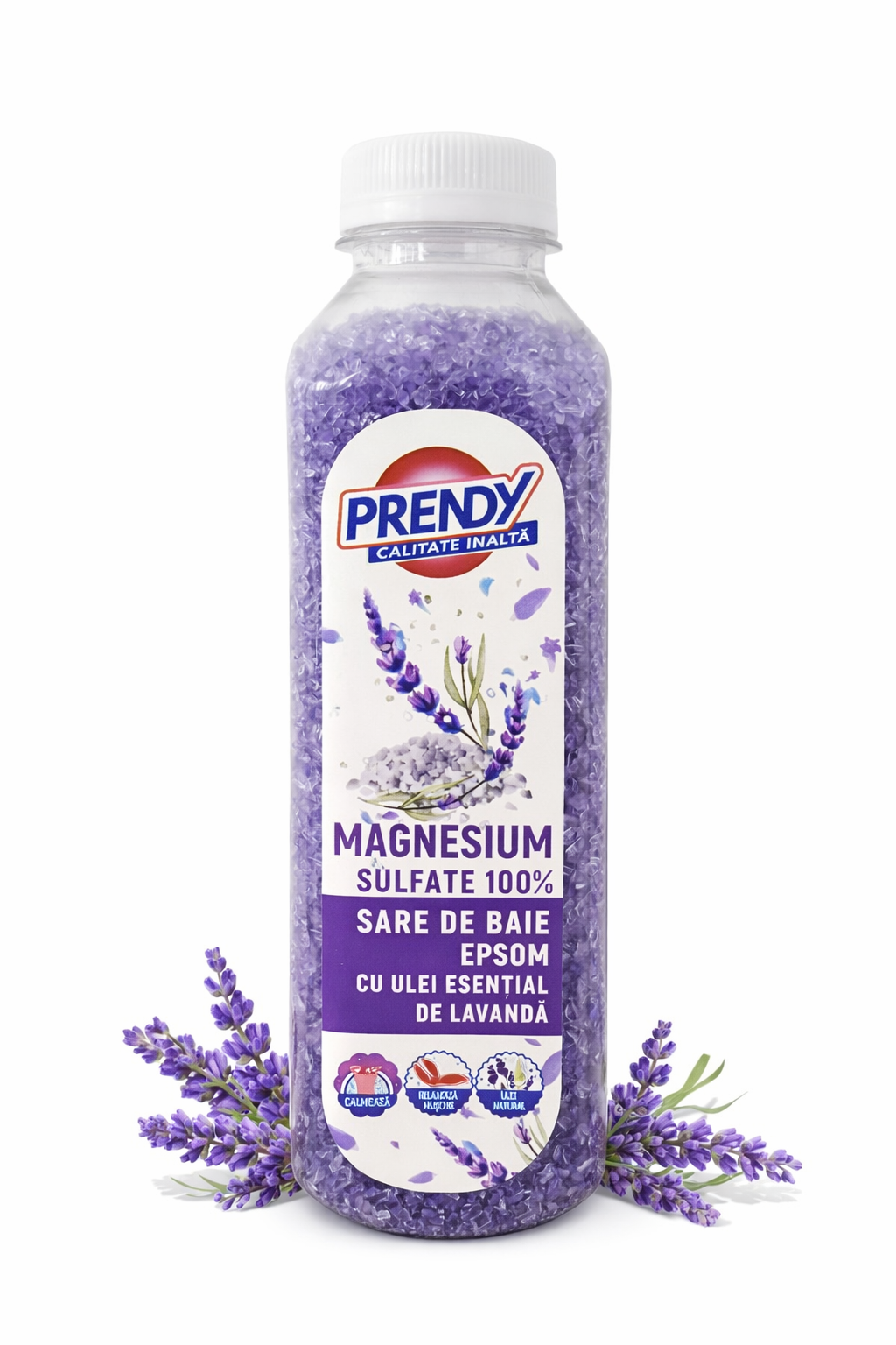 Sare de baie PRENDY Magnesium Sulfate 100% (Epsom) cu ulei esențial de lavandă
