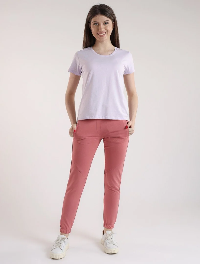 Tricou damă uniton cu decolteu rotund din bumbac