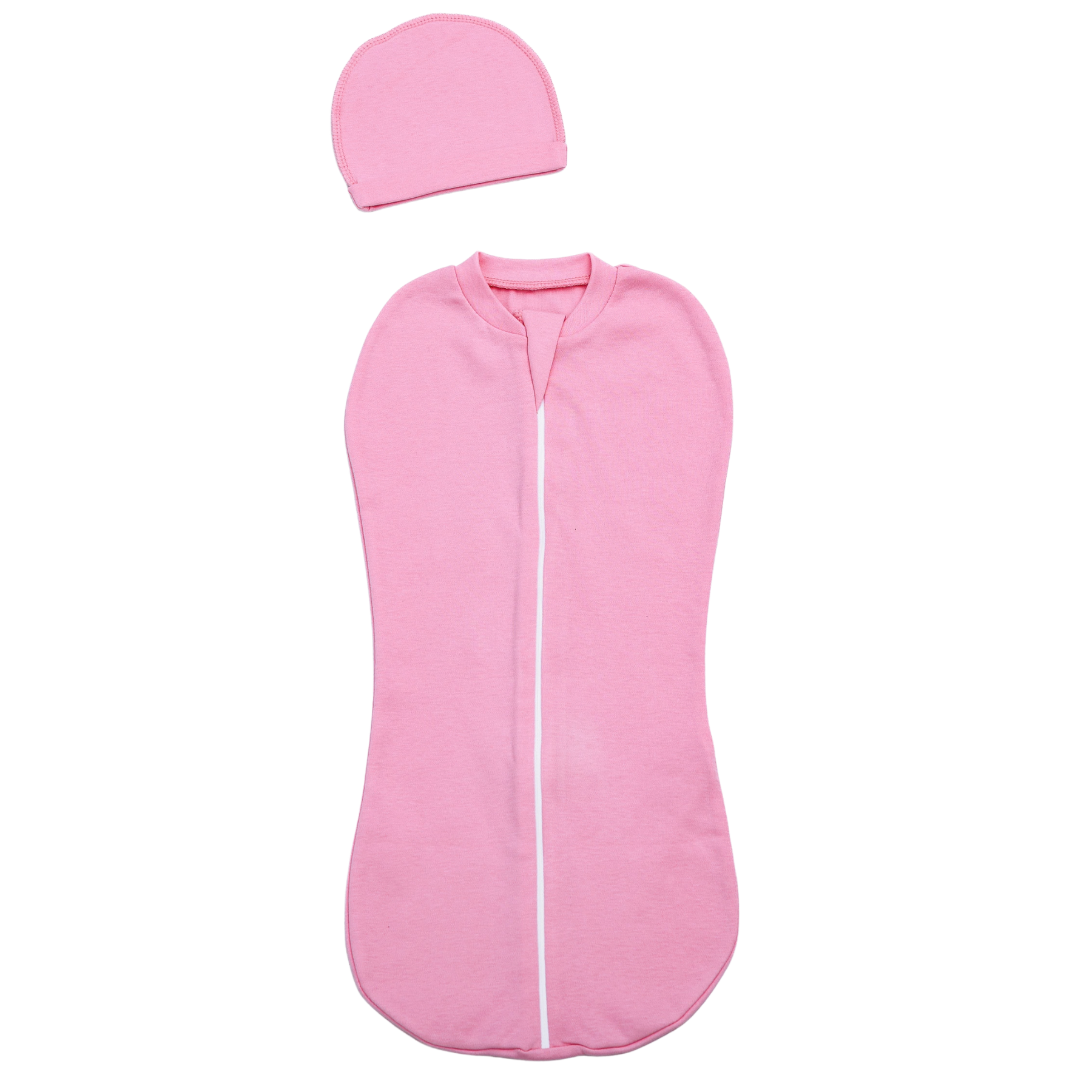 Pelinca cocon cu fermoar + Caciulița Peach Pink de la 0 pina la 3 luni