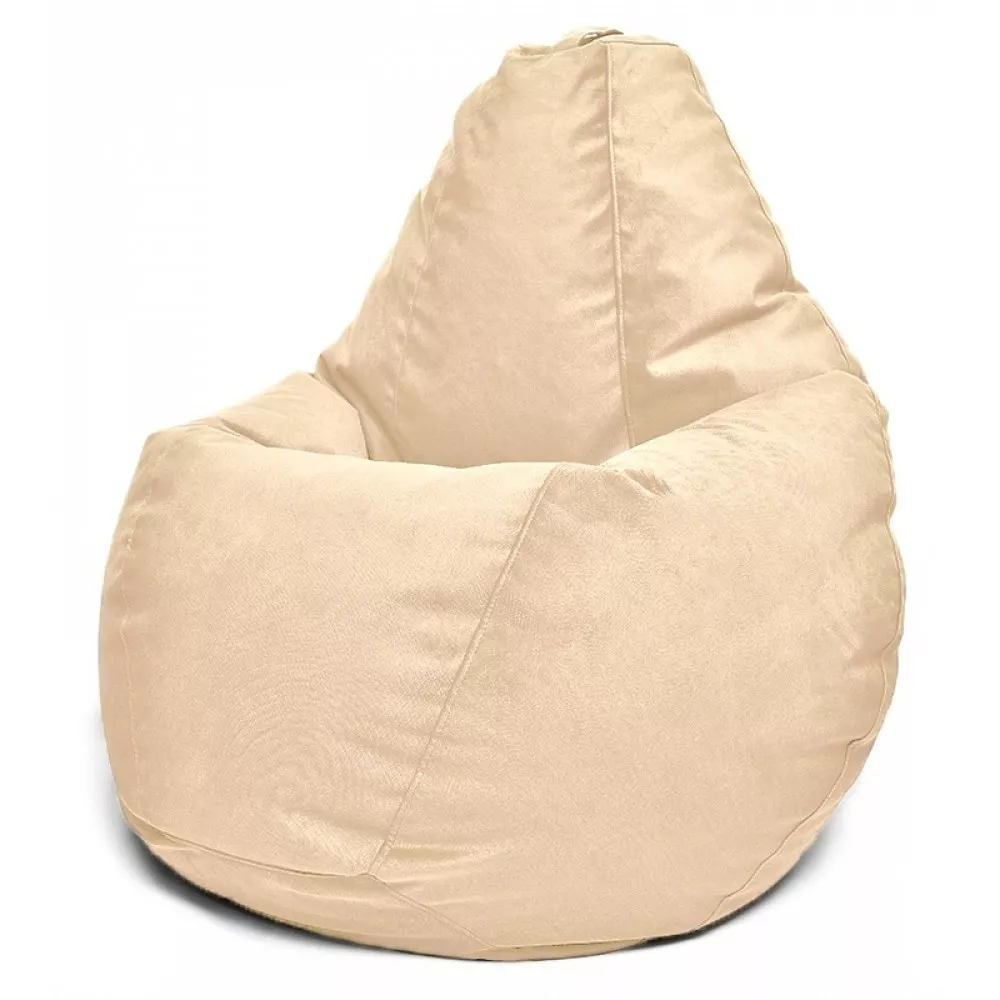 Fotoliu BeanBag din velur Maserrati, marimea "L" culoarea bej