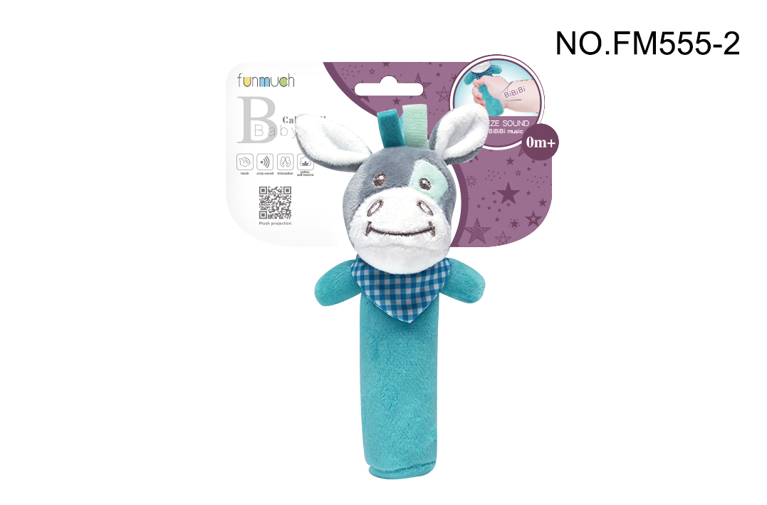 Jucărie de pluș cu clopoței pentru copii "Donkey Stick" (albastru)