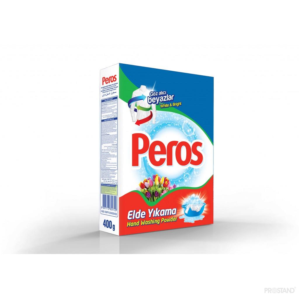 PEROS Detergent praf manual și semiautomat 400gr, cutie din carton, White & Bright /4720