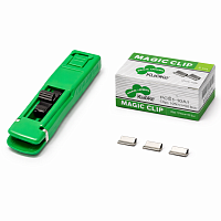 Distribuitor clipse birou CD 666 cu clipse metalice 10x3 mm, dispenser magnetic clipuri hartie, organizator accesorii birou, set cu 50 clipse